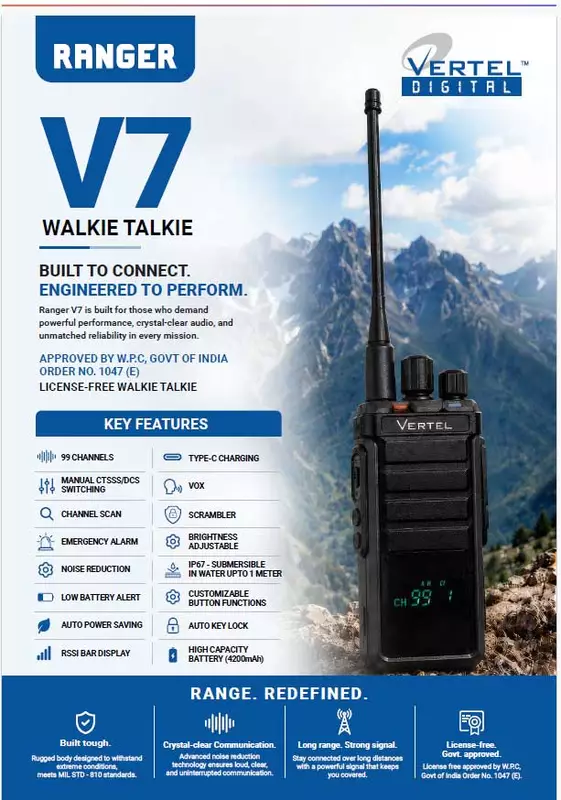 VERTE; RANGER V-7 SERIES LONG RANGE WALKIE